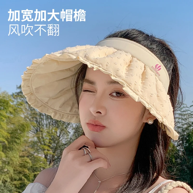 夏季新款防晒空顶帽2025网红时尚百搭休闲大帽檐遮阳贝壳帽防晒帽