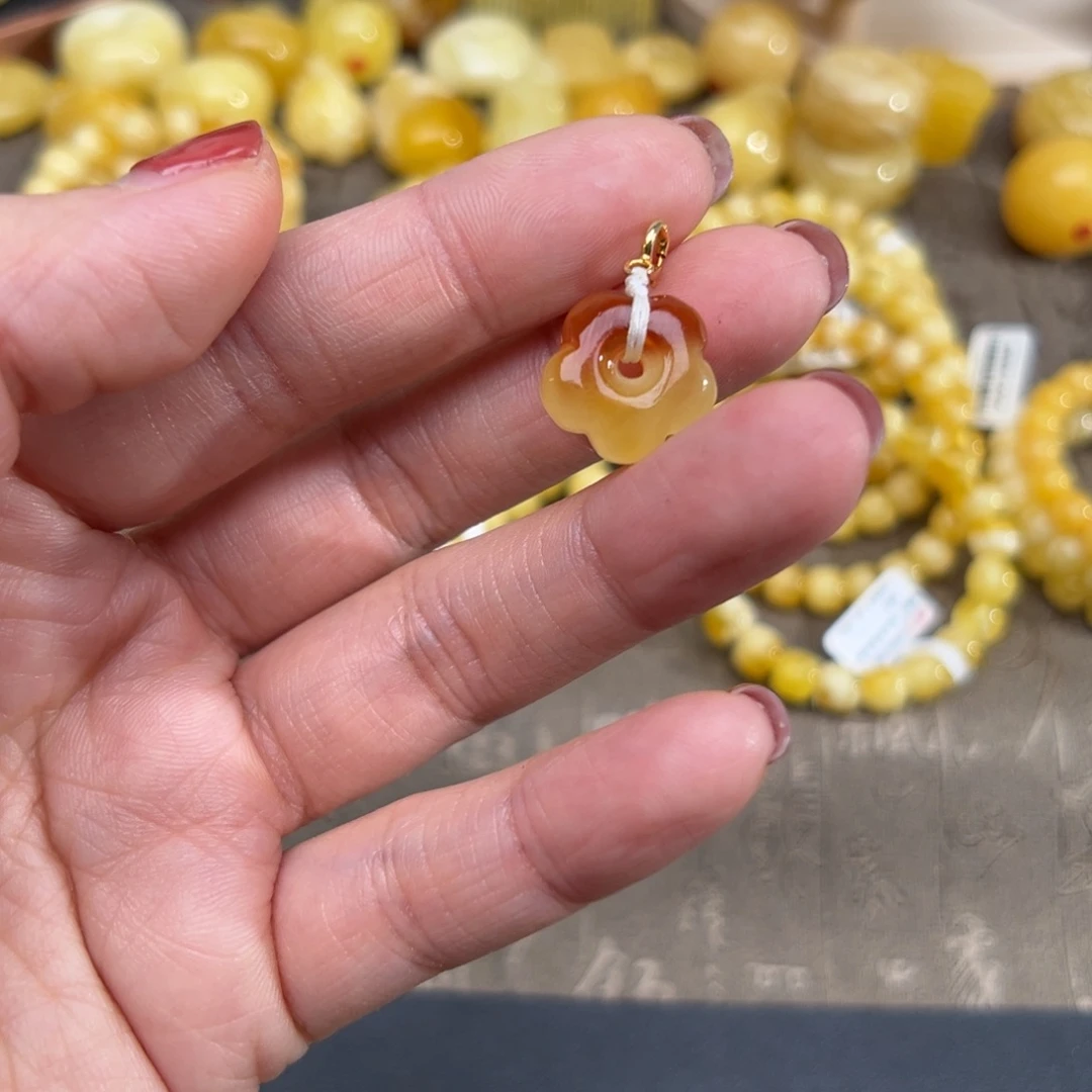 琥珀珠宝奇石未镶嵌蜜蜡小花花