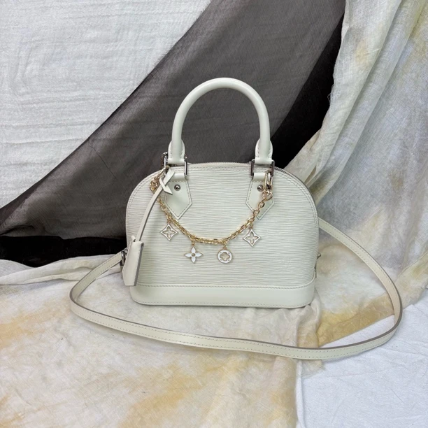 95新 LouisVuitton/路易威登 白色水波纹贝壳bb手提斜挎包