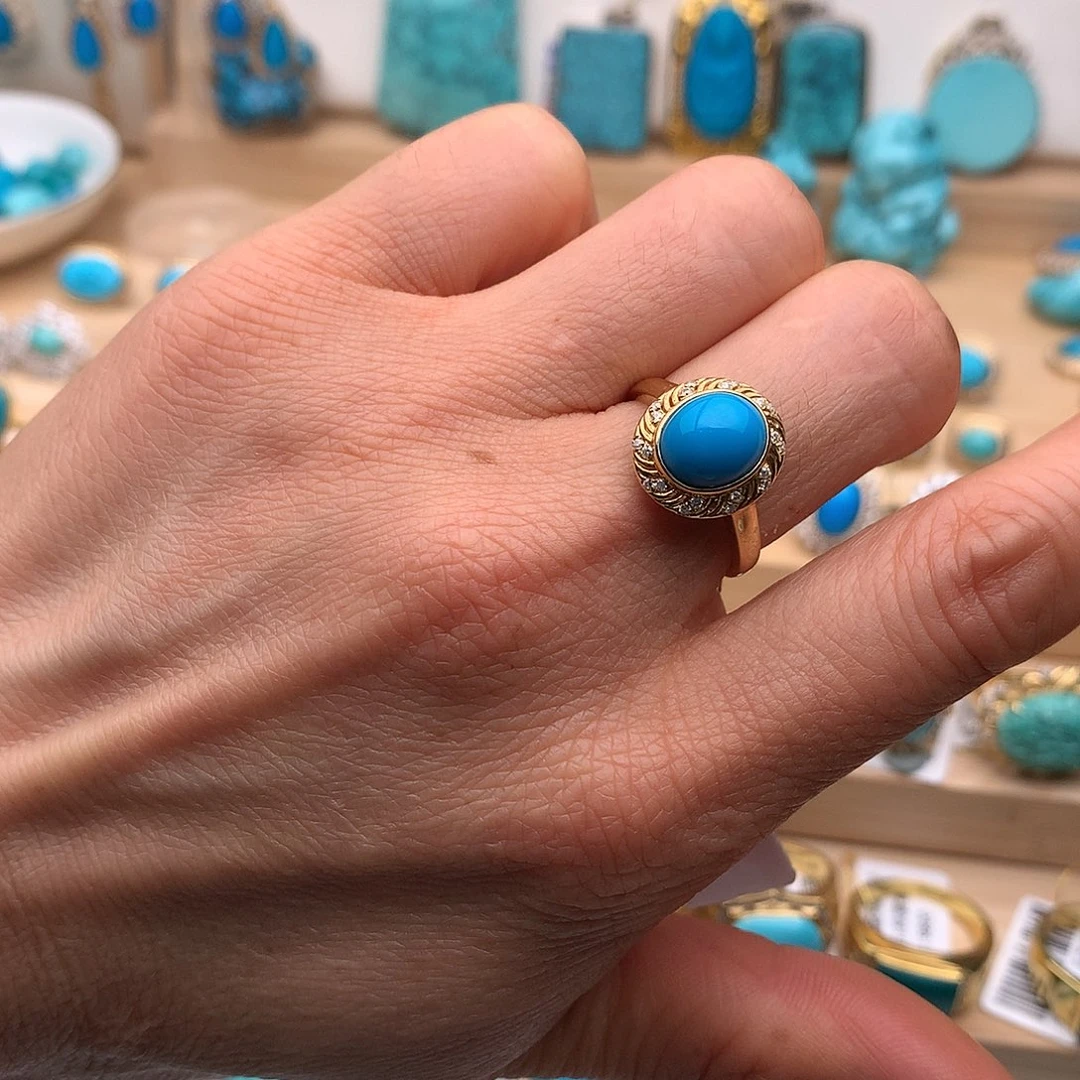 绿松石18K金镶嵌珠宝奇石