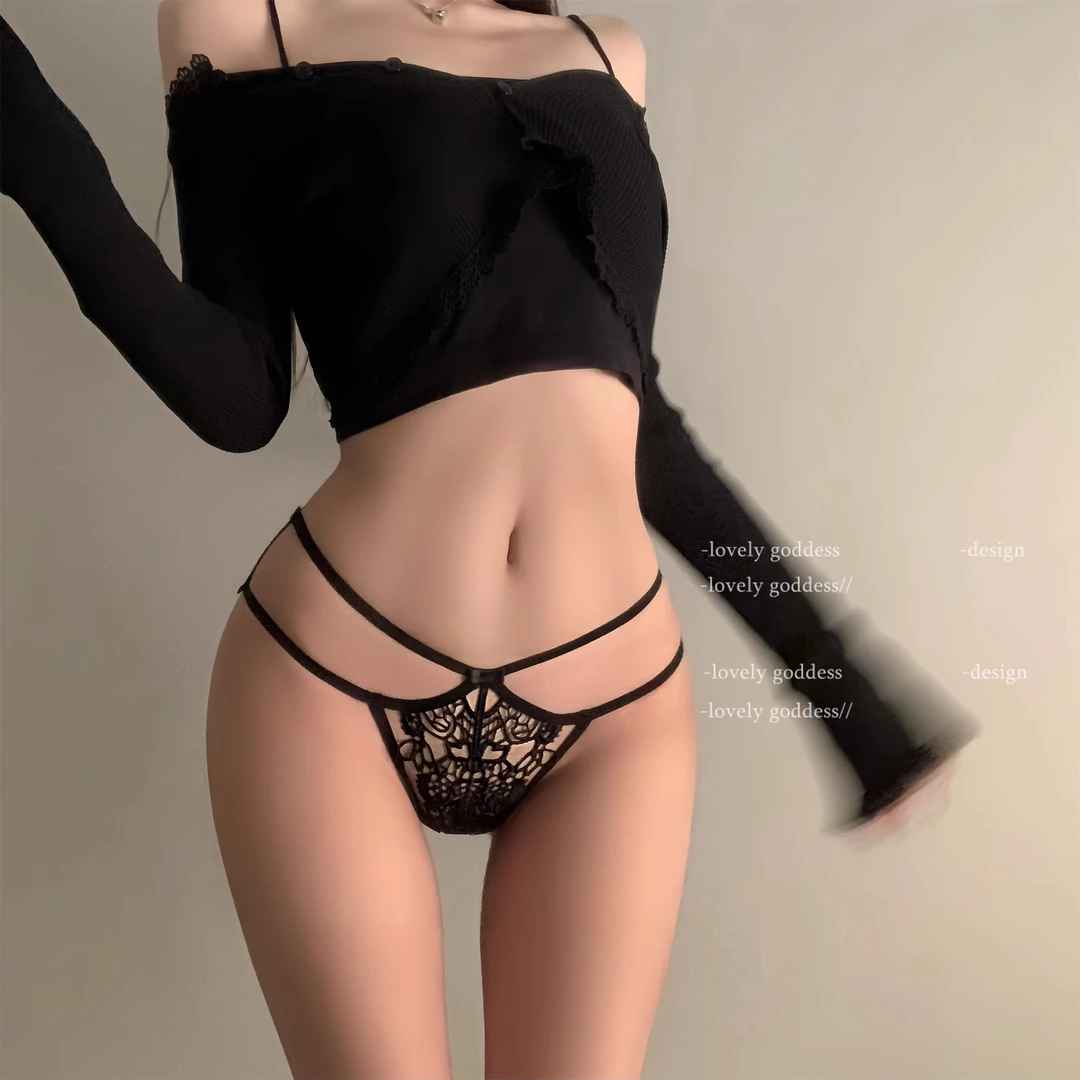 欲望都市*热辣水融花交叉美臀绑带蕾丝三角裤性感低腰蝴蝶结内裤