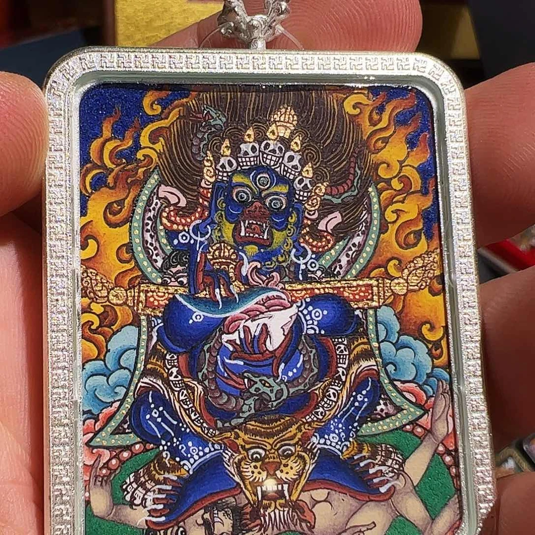 吊坠热贡手绘二臂玛哈嘎拉