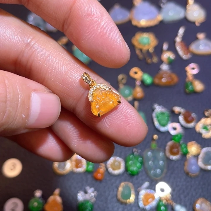 翡翠银S925镶嵌吊坠(不含链)天然翡翠