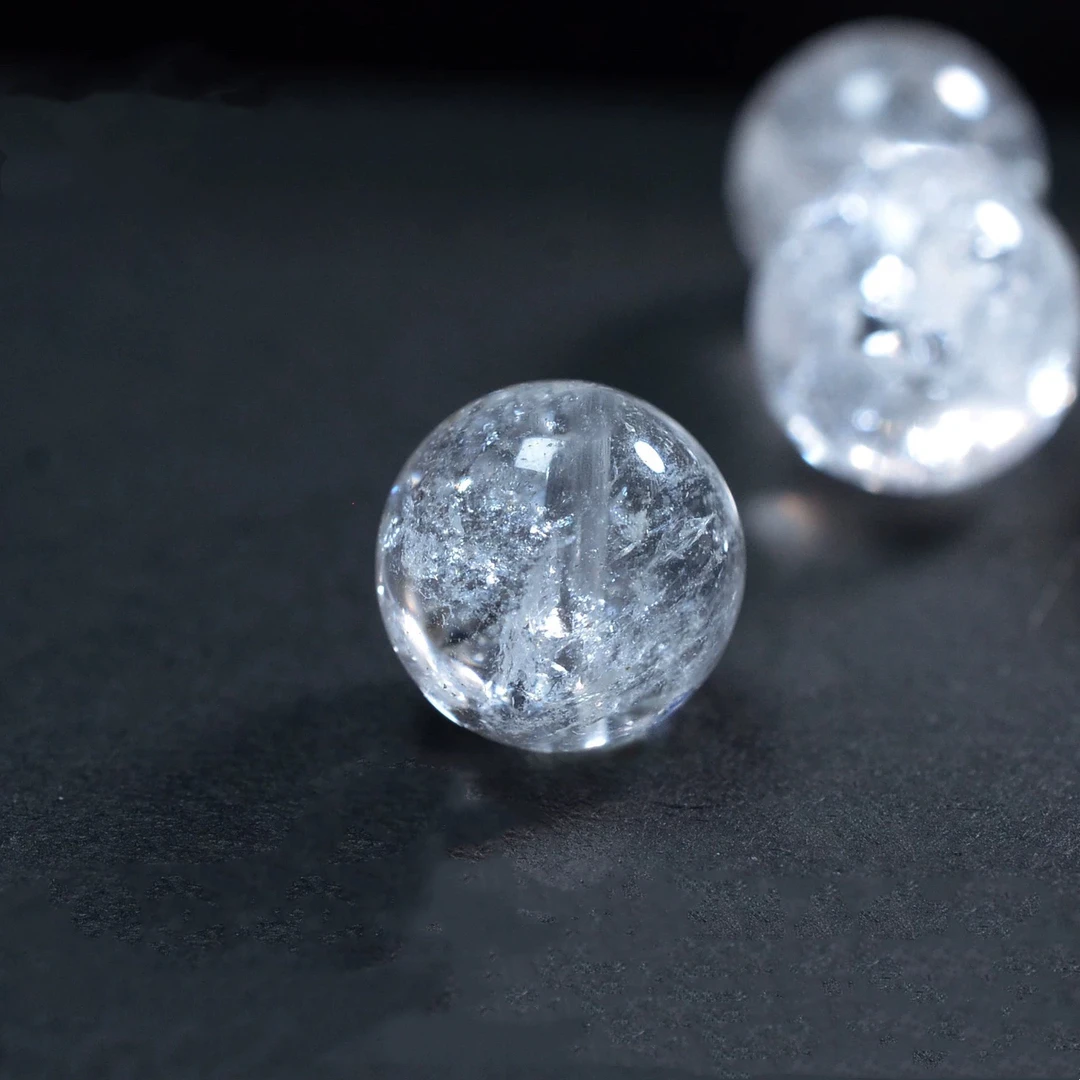 天然阿塞白水晶散珠子手链DIY串珠饰品白色水晶项链配珠手串配件