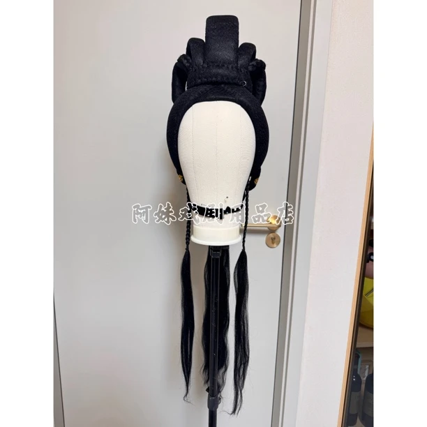 阿妹戏剧头饰假发小姐戏曲头饰越剧发套黄梅戏仿真发头套