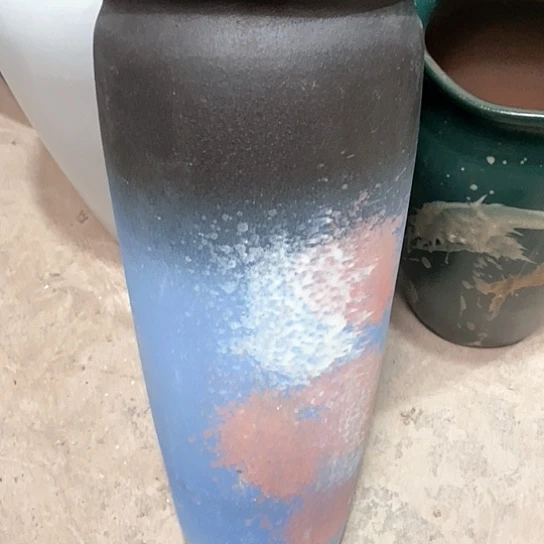 紫砂花盆口20高度45蓝泼墨