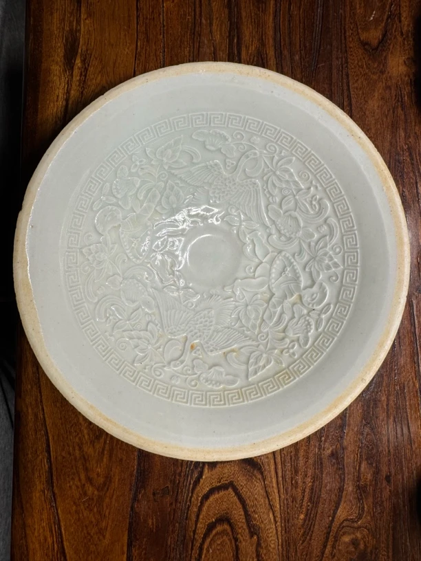 湖田窑芒口陶瓷手绘龙纹精美赏碗手工雕刻麒麟青瓷花纹小盘大碗