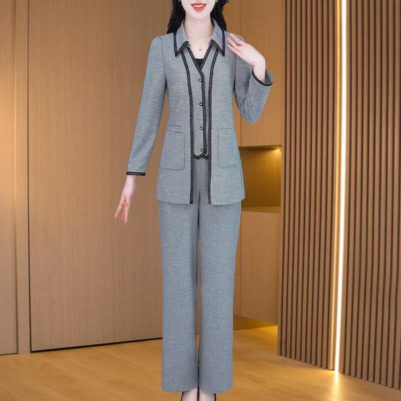 【外套+裤子】24755优雅新款气质时尚大气减龄收腰显瘦套裤M-4XL