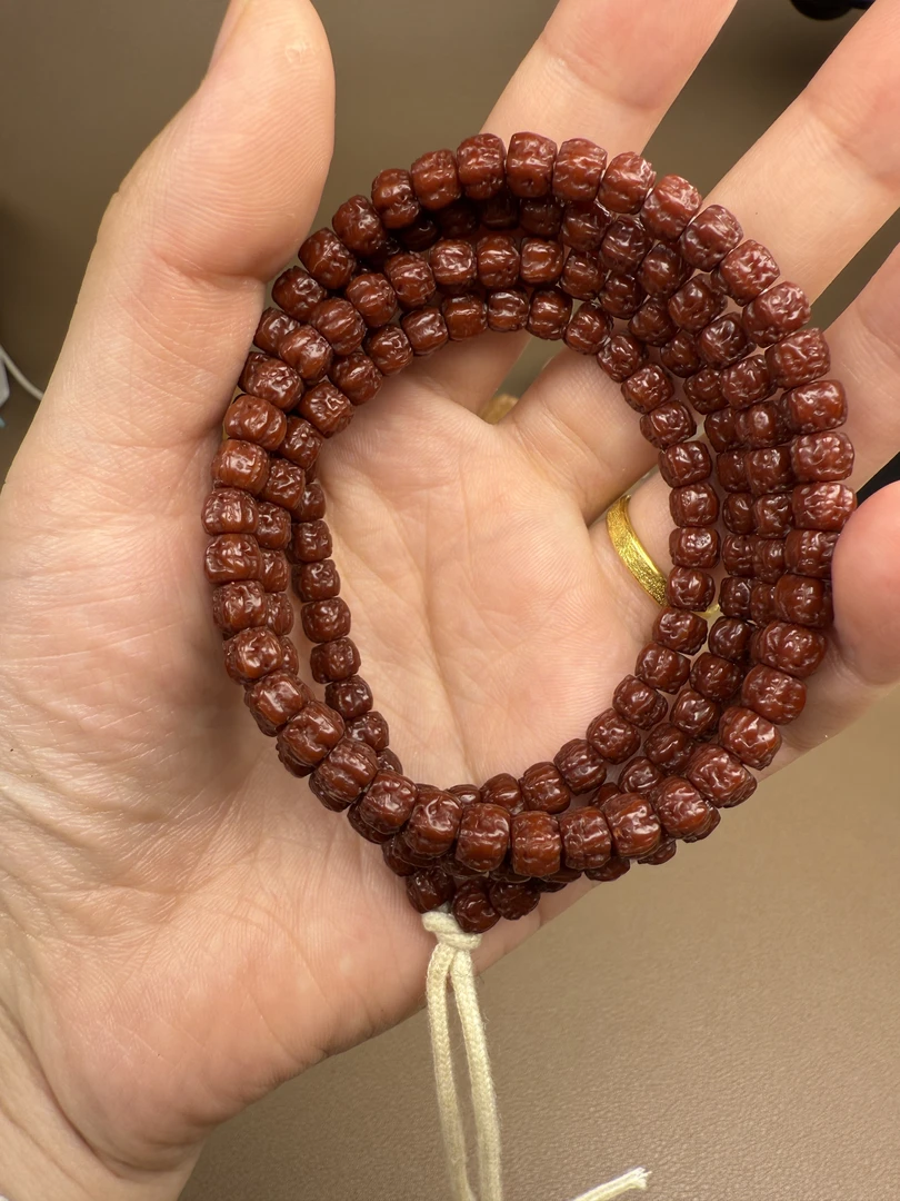 藏式龙切佛手6.5mm+长串脖挂精致男女款文玩包浆老串