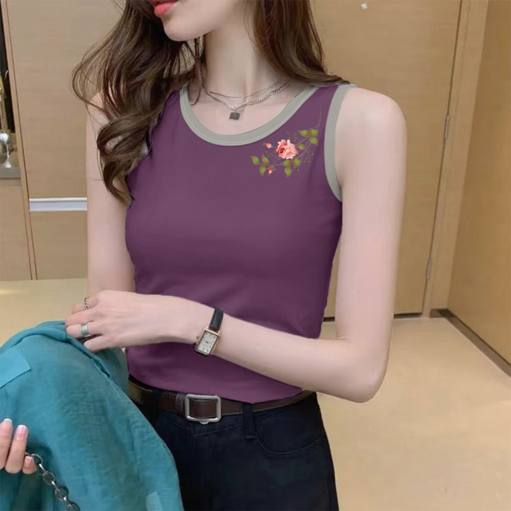 纯棉背心女夏季新款韩版内搭外穿百搭显瘦遮肉印花背带无袖上衣