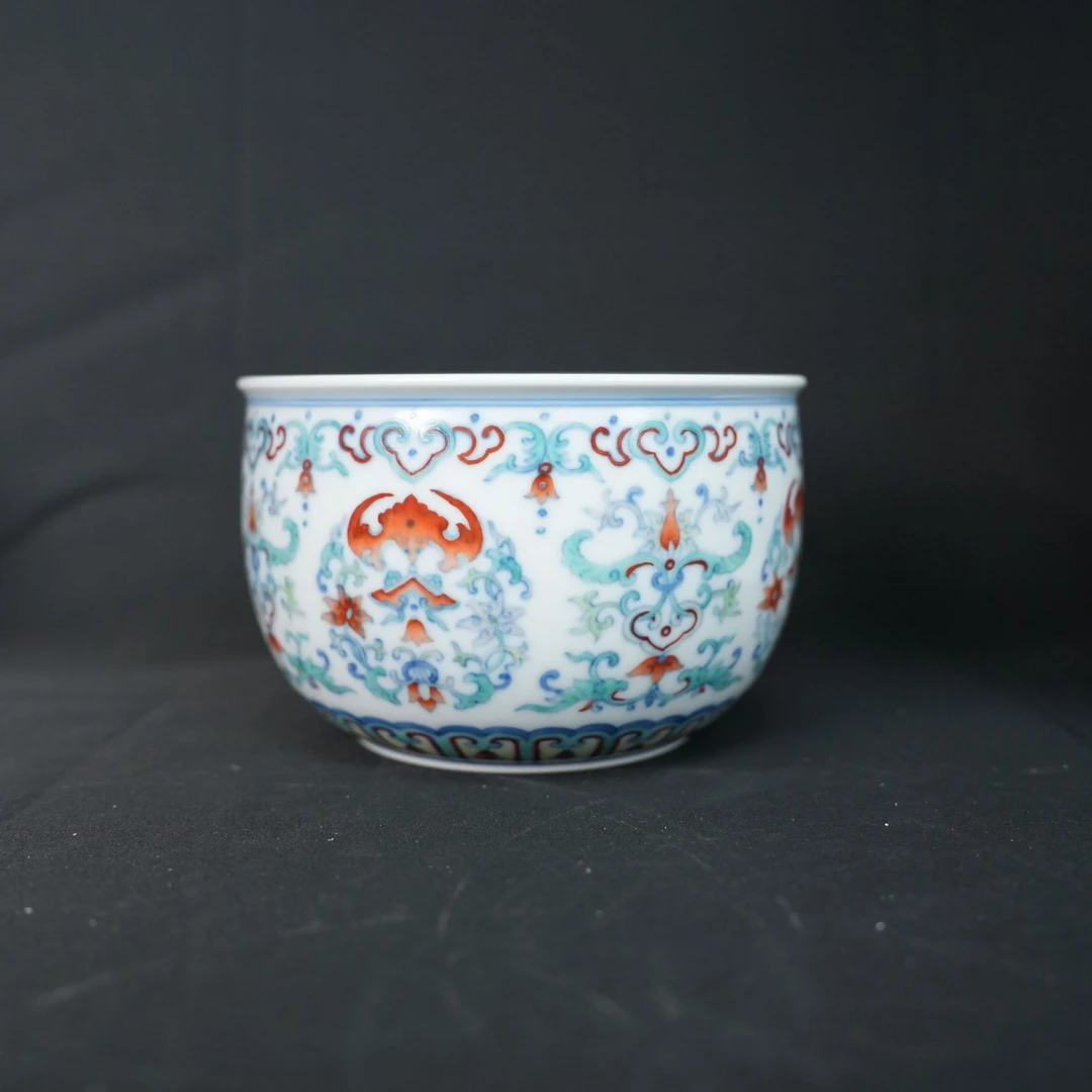 H0498斗彩八宝案头缸家居饰品摆件