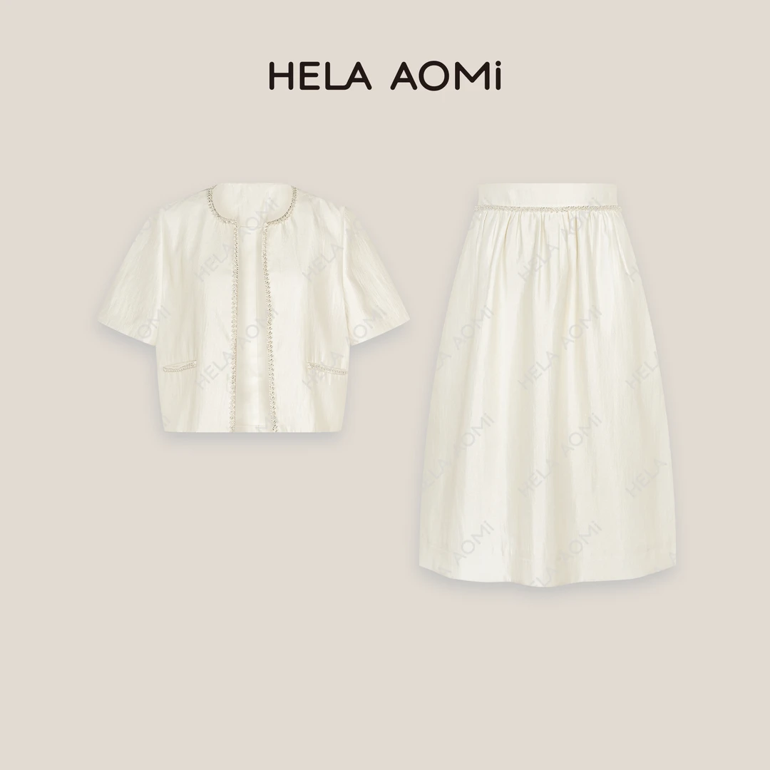 HELA AOMI“高光时刻”醋酸圆领编制织带设计感套装CY5BX99050