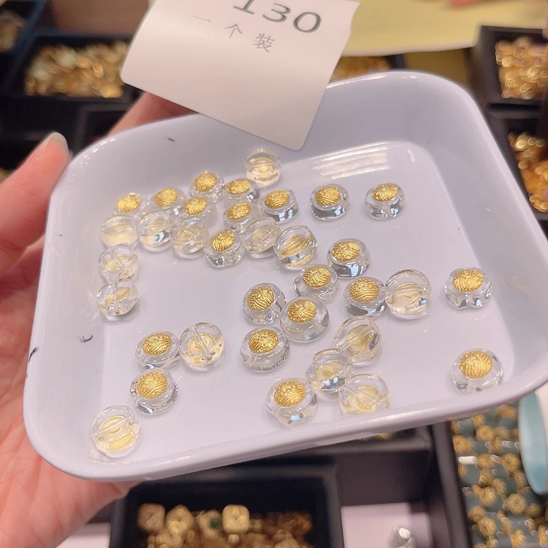 银S925镀金镶嵌珠宝半成品水晶130 。