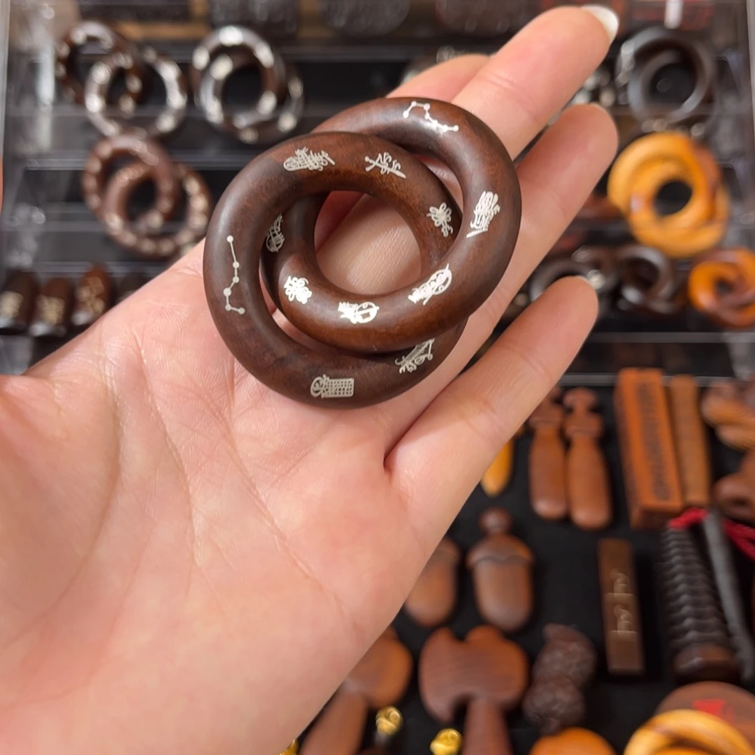 木雷枣老料 镶银五雷五路 乾坤圈