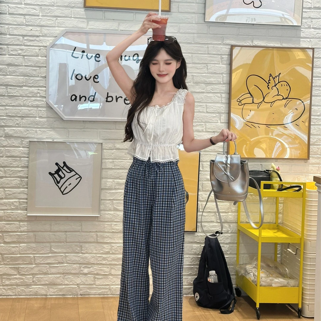 【纯欲芭蕾】乐町韩系清甜宽肩带吊带背心女2025新款精致提花上衣