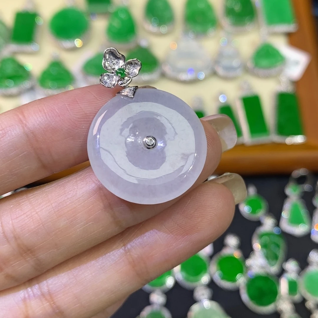 翡翠吊坠(不含链)18K金镶嵌吊坠