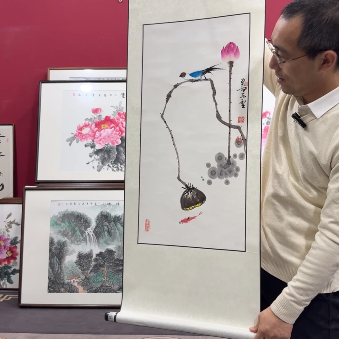 国画手绘作品卷轴