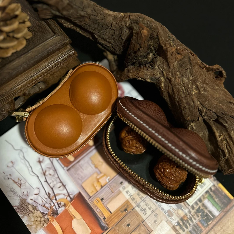 首饰盒/箱 帛雲Behfxy真皮文玩核桃收纳包户外便携防摔抗压核桃盒