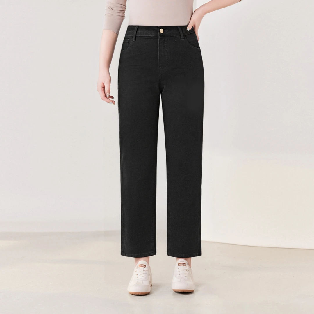 【单里不加绒#双芯纱】 MsShe大码女装高性能回弹牛仔裤M2509029