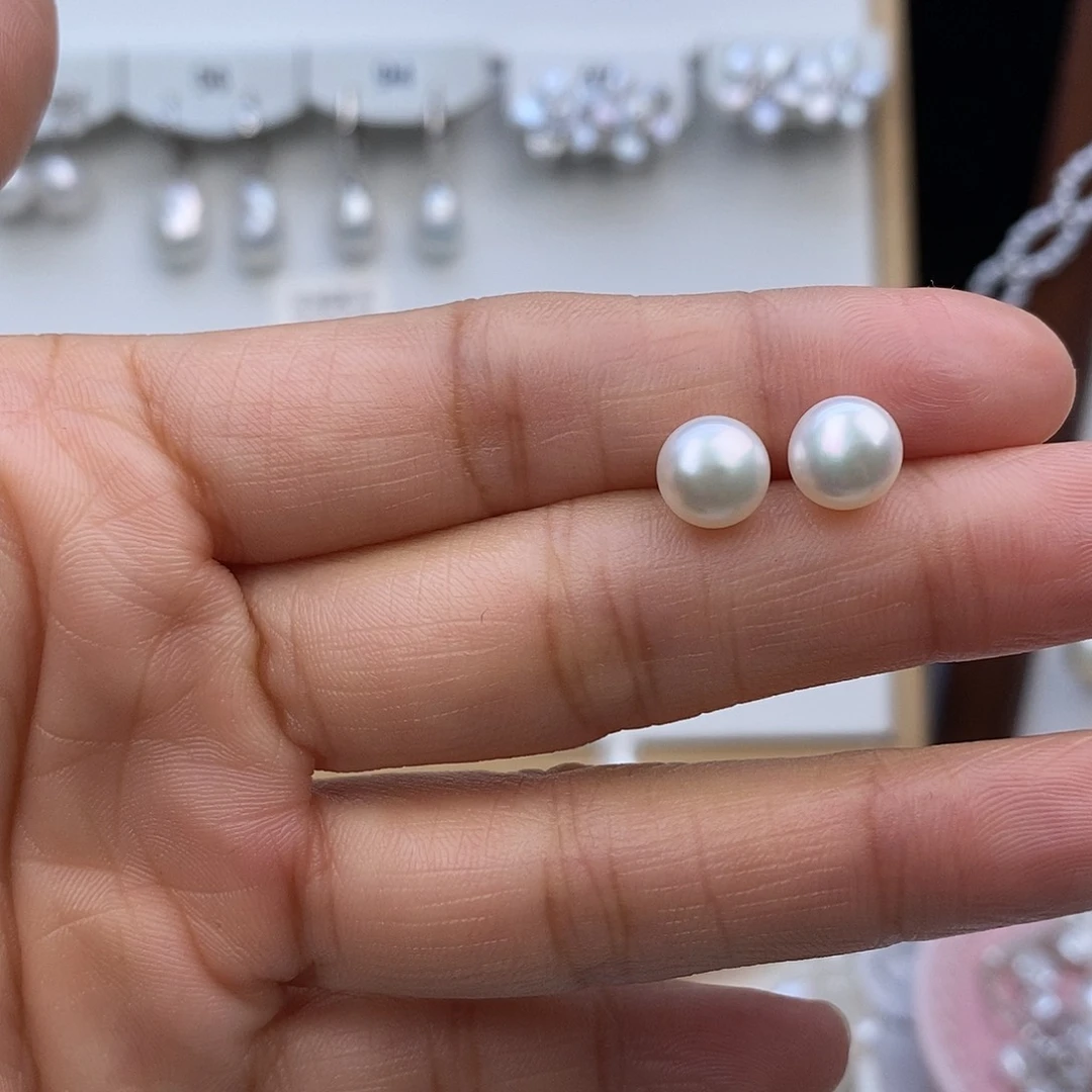淡水珍珠耳饰银S925镶嵌