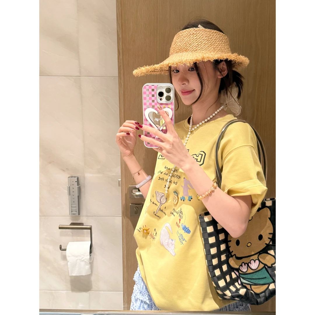 【甜心菠萝派】春夏韩版卡通印花宽松T恤-DX202597