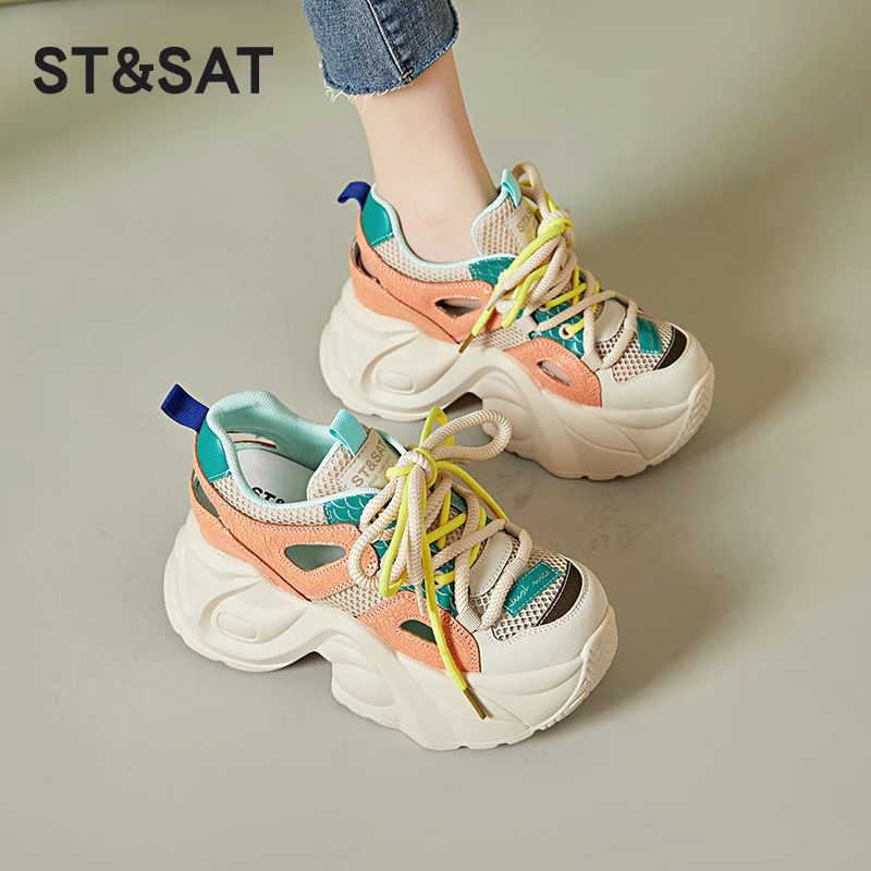 星期六老爹凉鞋女夏款2025新款网面镂空女鞋透气小个子显高运动鞋