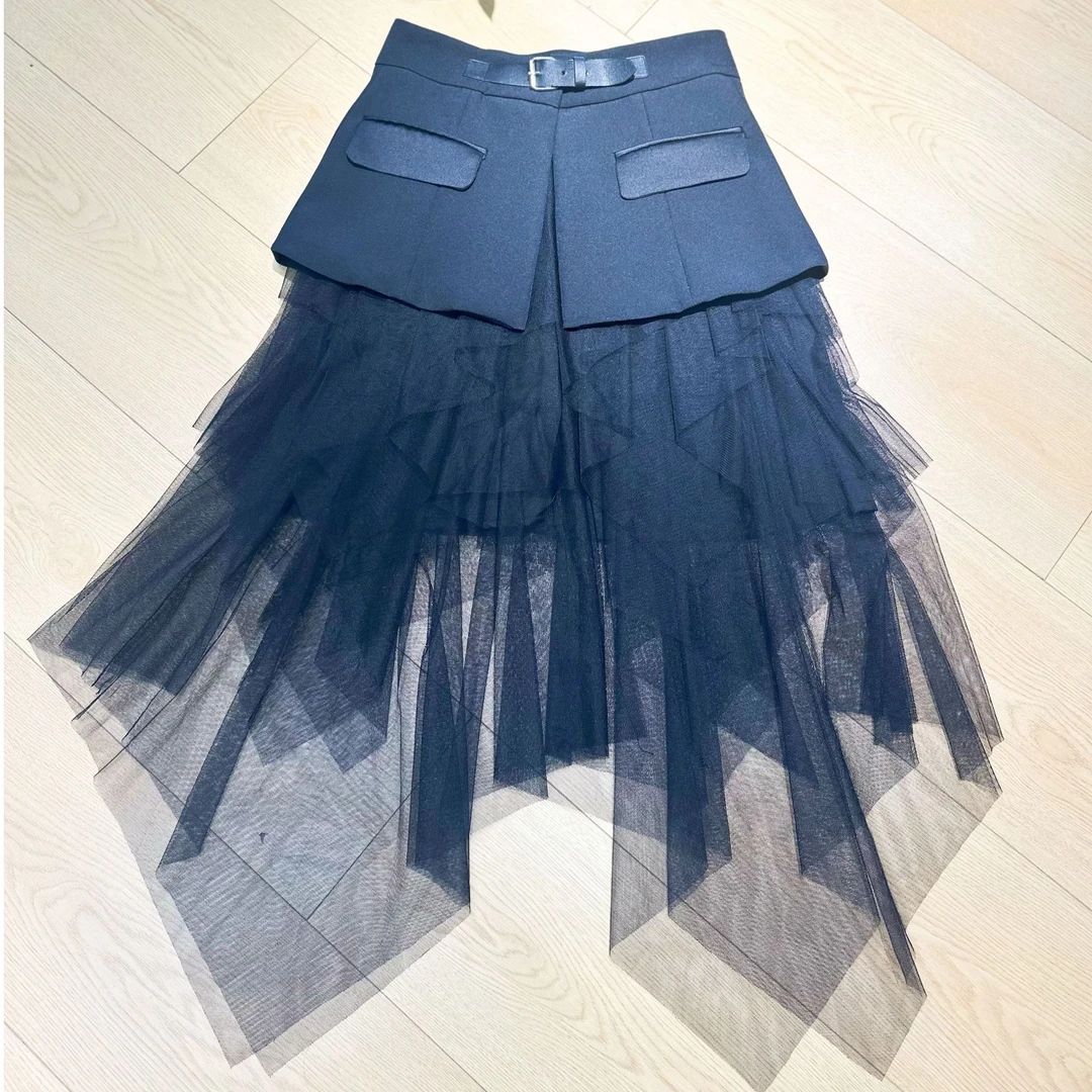 AT原创设计不撞衫个性时尚不规则裙摆腰封两件套半裙