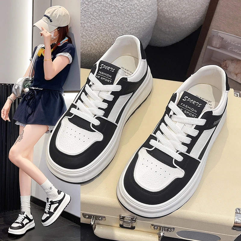 厚底增高小白鞋女2025秋新款百搭休闲运动板鞋小个子松糕鞋