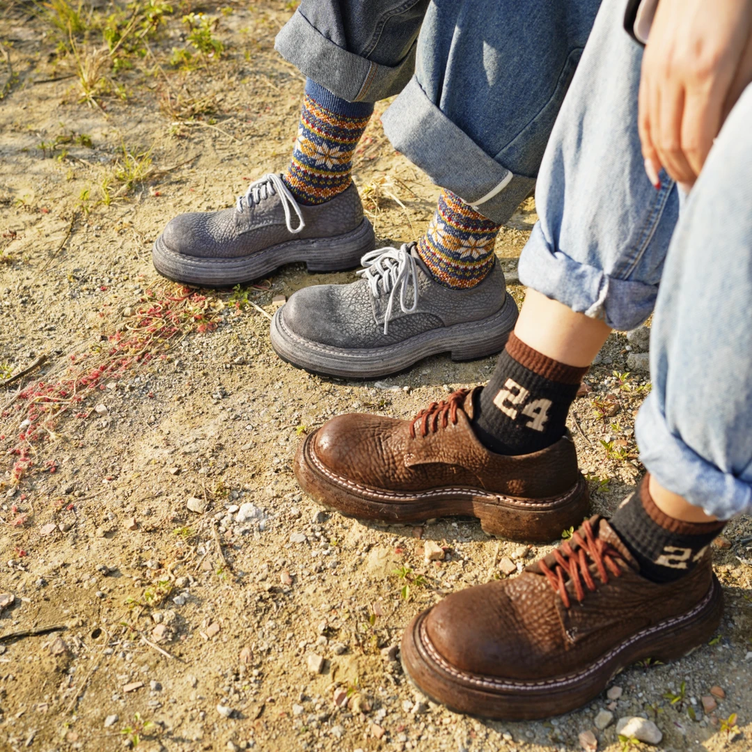 【西部印像】（美式复古）手工意大利女款高级肌理德比马臀鞋-8003-57