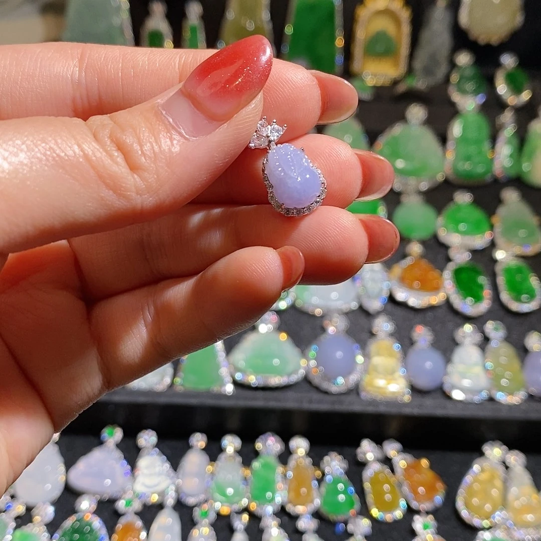 颈饰银S925镶嵌翡翠天然翡翠