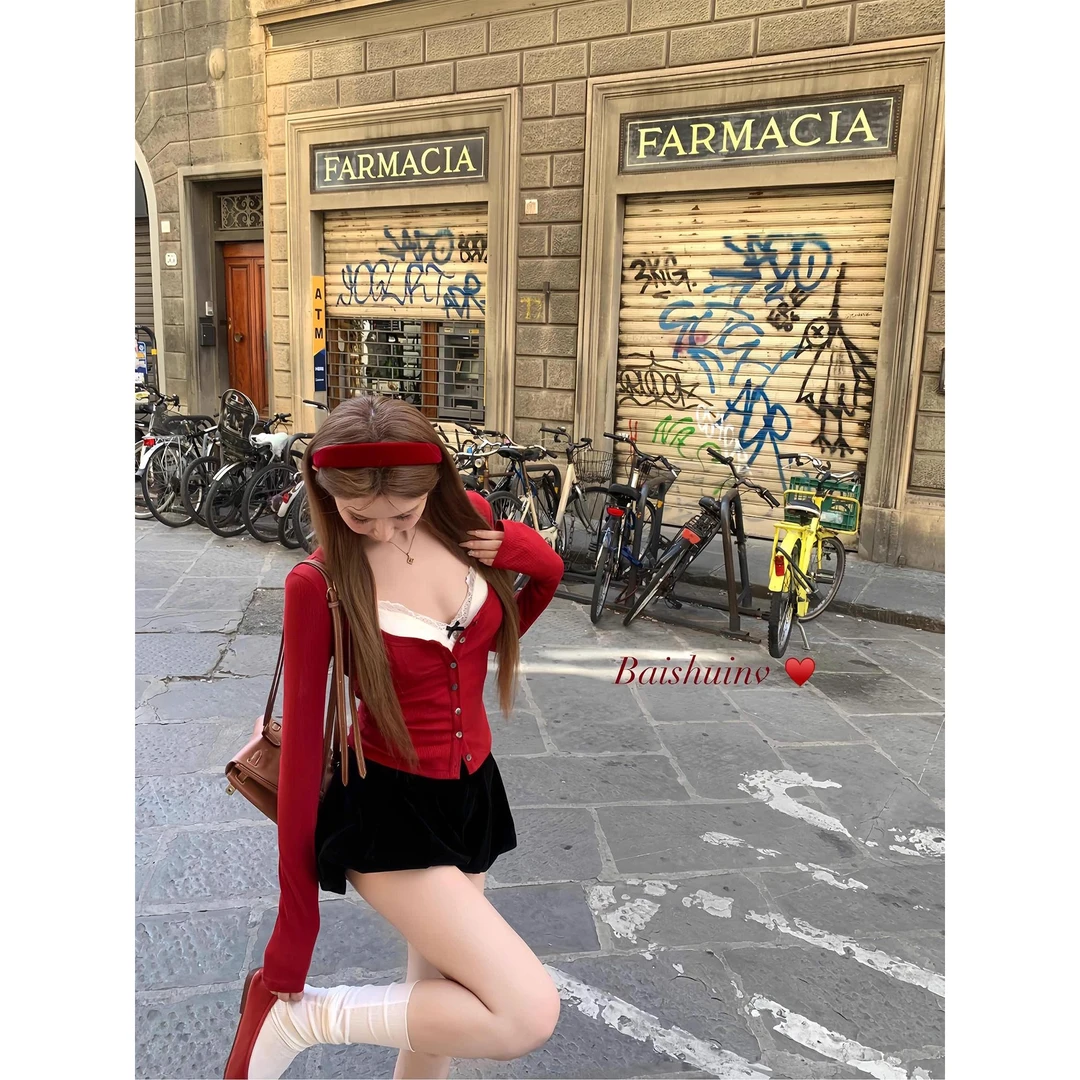 白水女 轻氧早秋T 坑条圆领针织开衫外搭女初秋修身显瘦长袖上衣