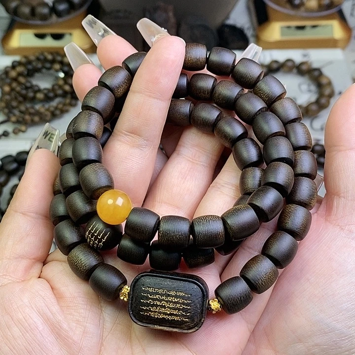 沉香手串鹏*@越南芽庄白棋楠1.0设计款