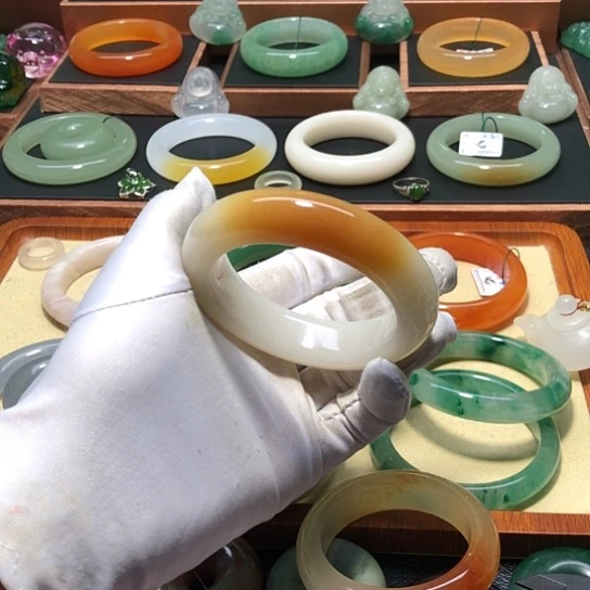 石英质玉（黄龙玉）合金手镯