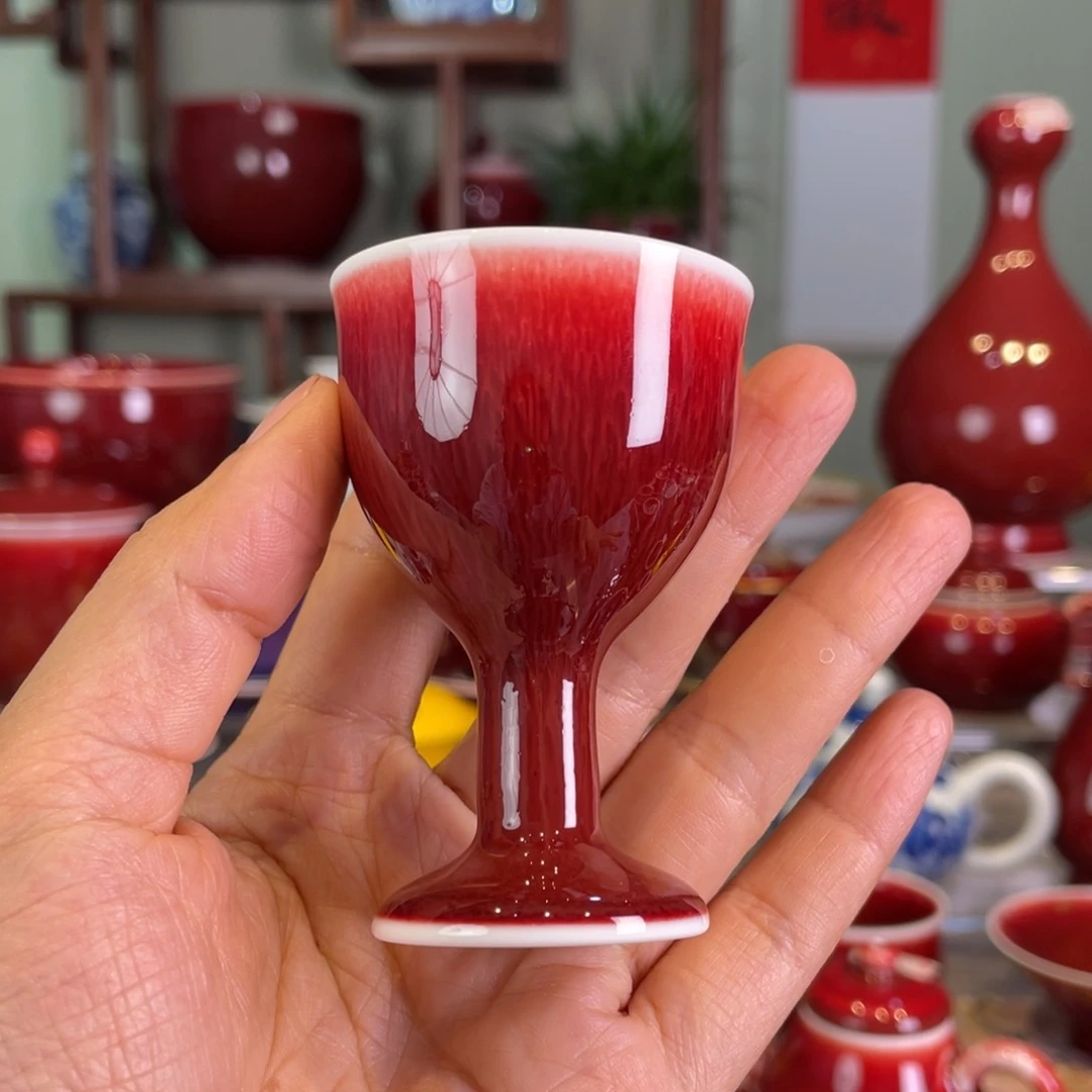 清欢雅玩原矿郎红小酒杯