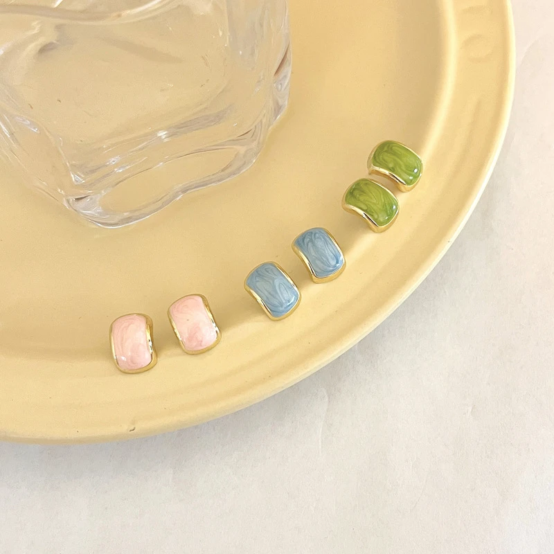 合金耳饰 S925银针夏季糖果色小清新耳饰简约7661(A28)