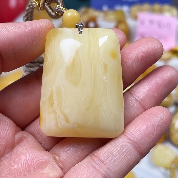 裸石蜜蜡未镶嵌奶白花无事牌