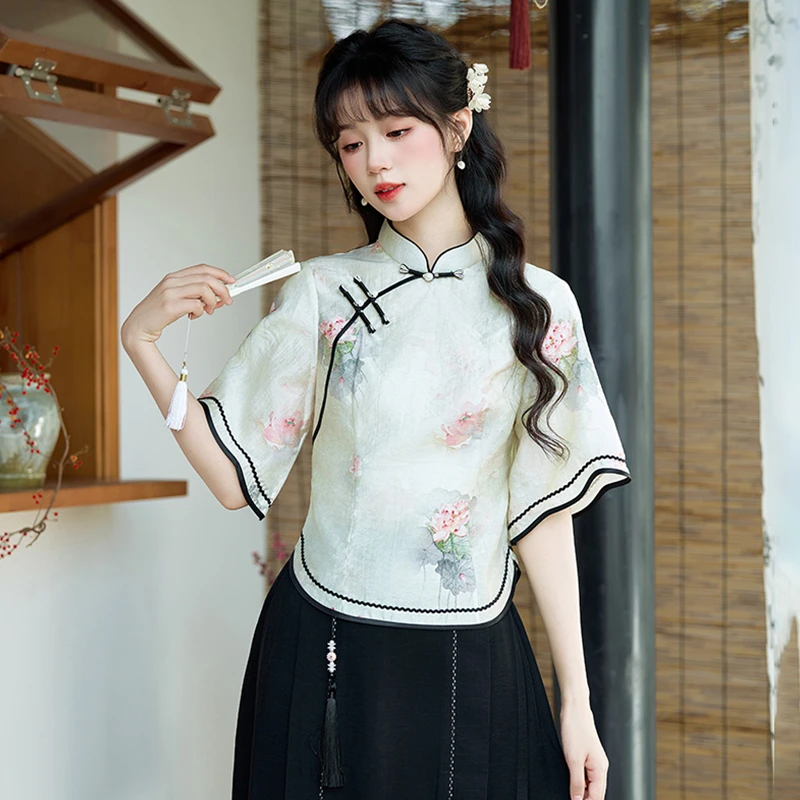 新中式改良套装旗袍汉服女装2025夏季新款复古国风文艺两件套优雅
