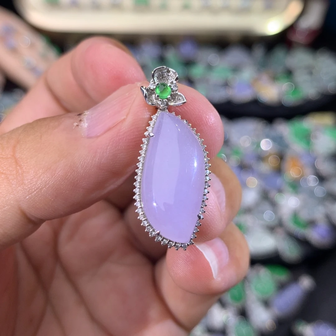 翡翠18K金镶嵌吊坠(不含链)