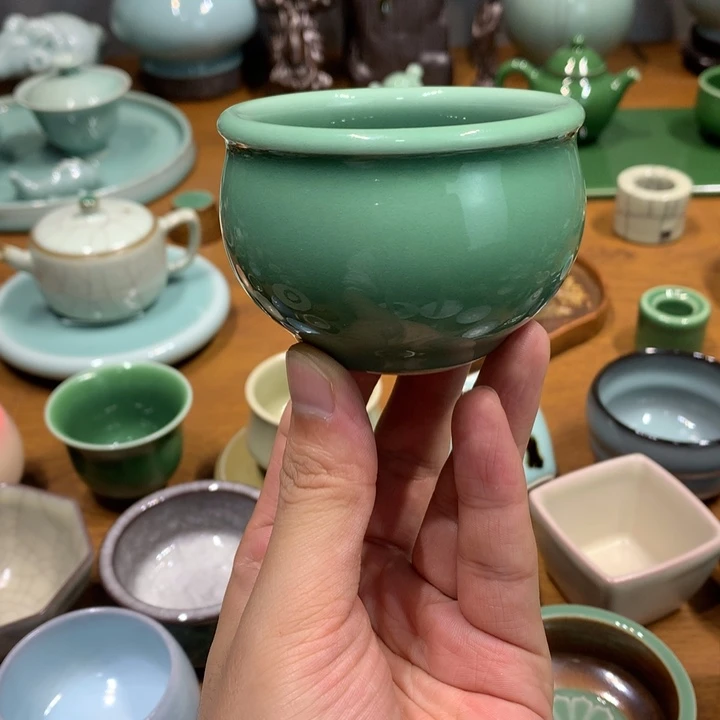 龙泉青瓷手工风水缸杯