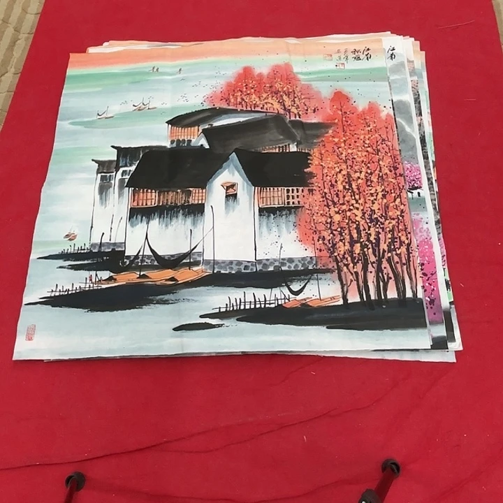 国画花鸟等图案为一体而