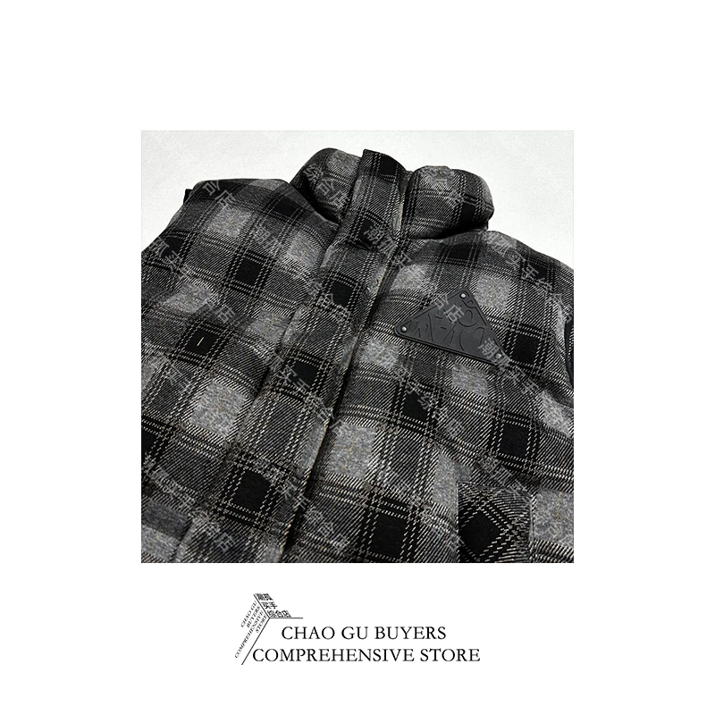 小众设计潮牌买手店男女同款AB拼接格子羽绒马甲24007