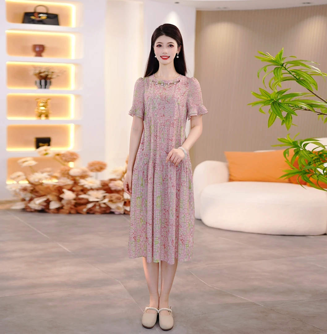 【SJYH2280】2025年夏季新款时尚优雅减龄连衣裙显瘦气质