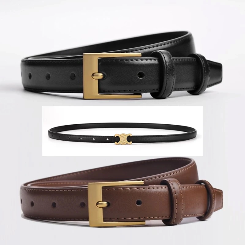 女士牛仔裤百搭PU小皮带