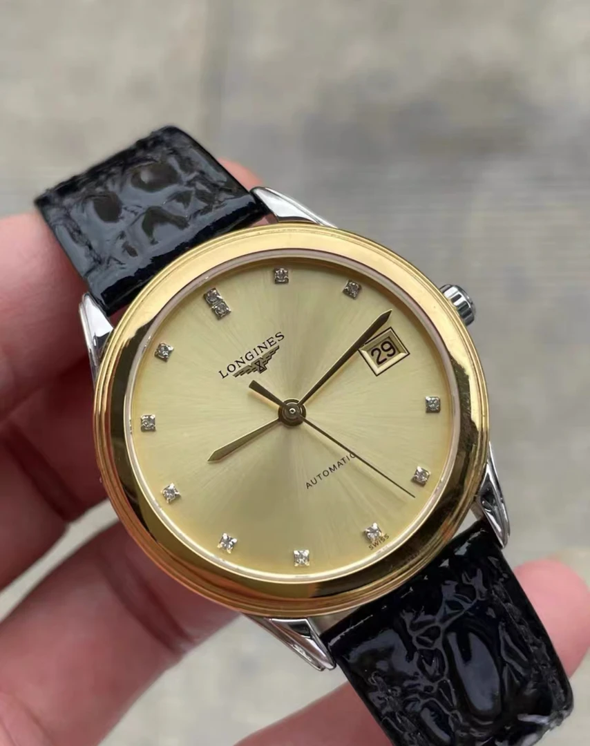 99新 Longines/浪琴 /军旗874条金盘钻刻/表径38.5/自动机械表