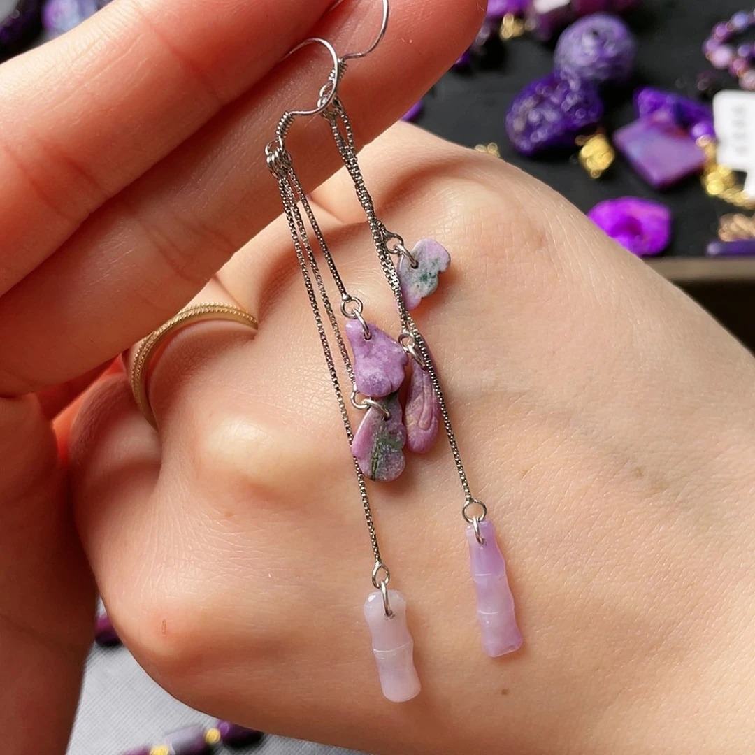 苏纪石（舒俱来）耳环银S925镶嵌