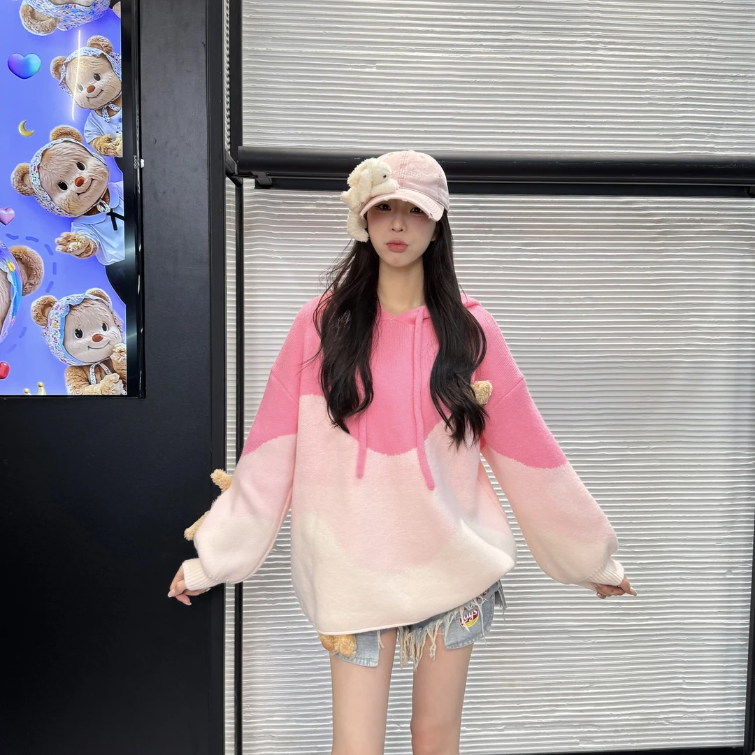 【高情逸态】春秋新款设计感甜美俏皮通勤连帽宽松显瘦卫衣女【103】