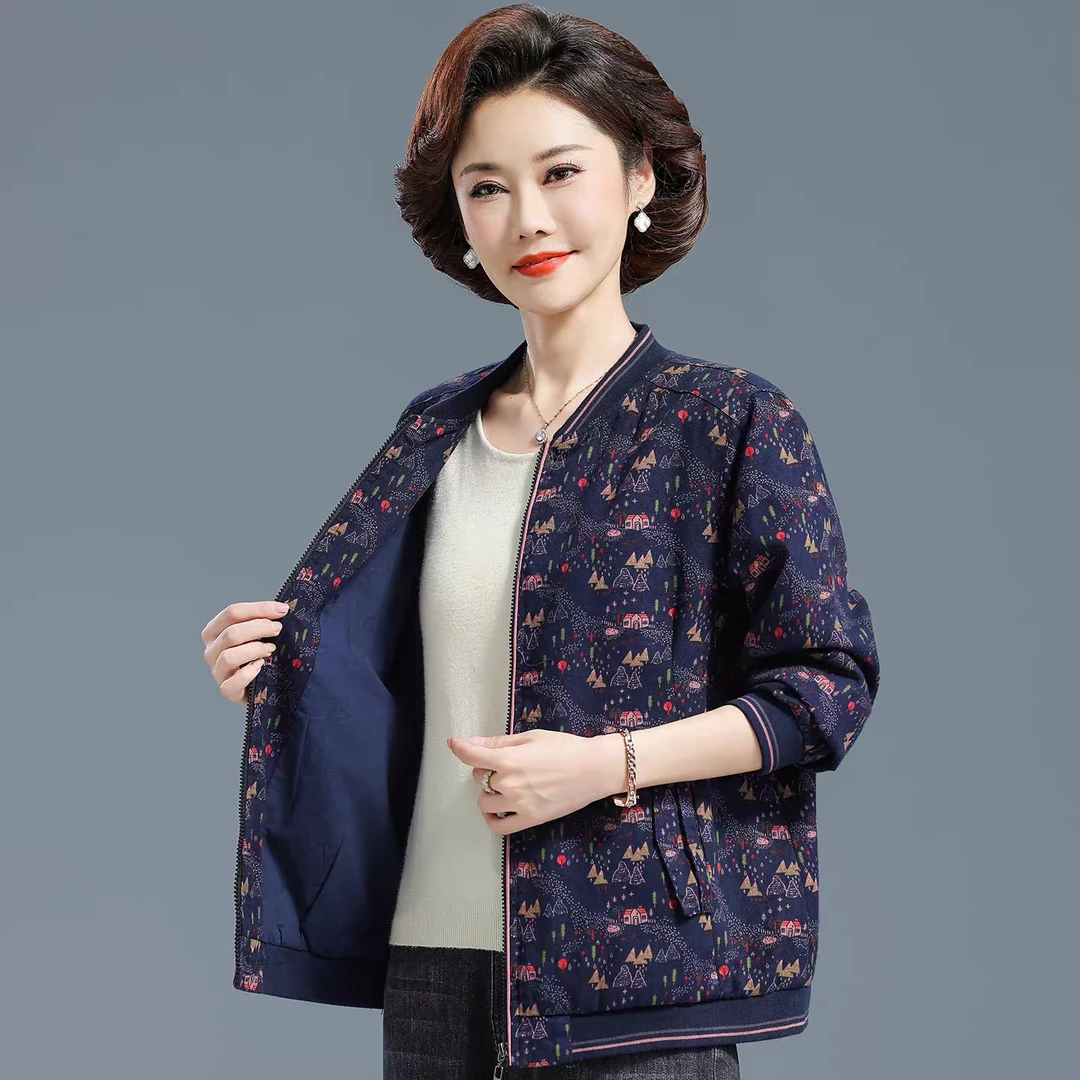 中老年人女装秋装新款休闲外套妈妈装长袖上衣60岁70岁奶奶装外套