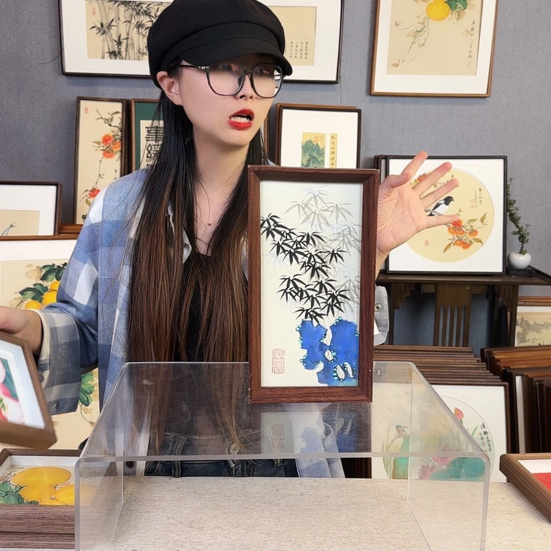 国画手绘带框尺寸：16*29