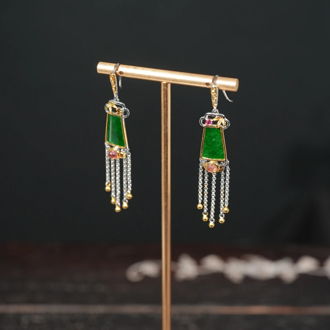 1.12香港王老板-翡翠a货镶嵌耳饰o96