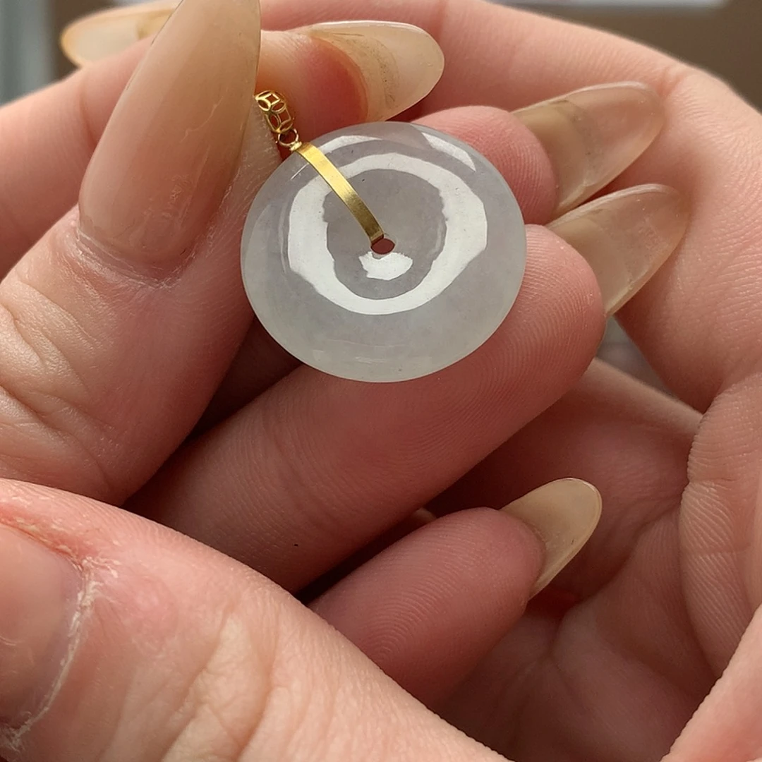 翡翠吊坠(不含链)18K金镶嵌